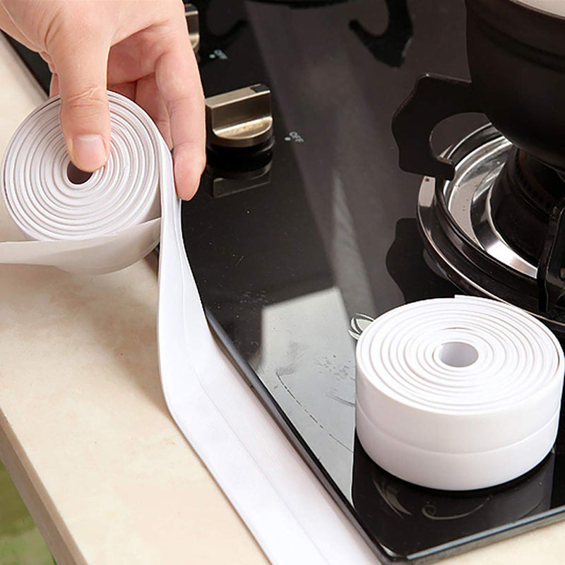 Caulk Strip Tape, Waterproof Dustproof PVC Self Adhesive Caulking Sealing Tape for Kitchen Sink Toilet Bathroom Shower Bathtub Wall(0.86" x11',White) 11ft x 0.86in White