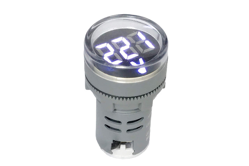 [Australia - AusPower] - NOYITO 80-500V AC Digital Voltmeter 110V 220V 380V Red Green Yellow Blue White LCD Digital Display Small Round Head (Pack of 2) (White) 