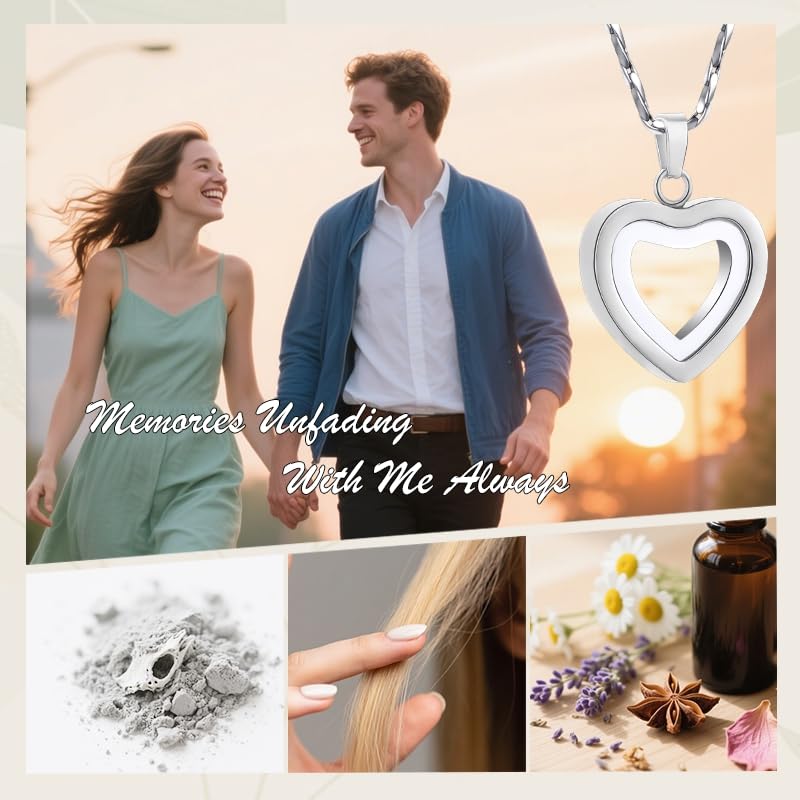 Heart Locket Urn Necklace For Ashes Cremation Jewelry For Pet Lovers Silver-Forever In My Heart