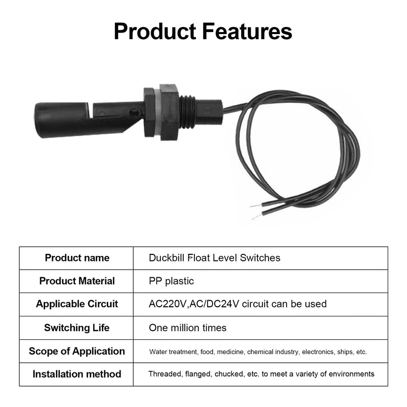 Joycabin 5pcs Float Switch Water Level Sensor Level Switch | Horizontal float switch for level detection for water tanks, aquariums and containers, reliable control black