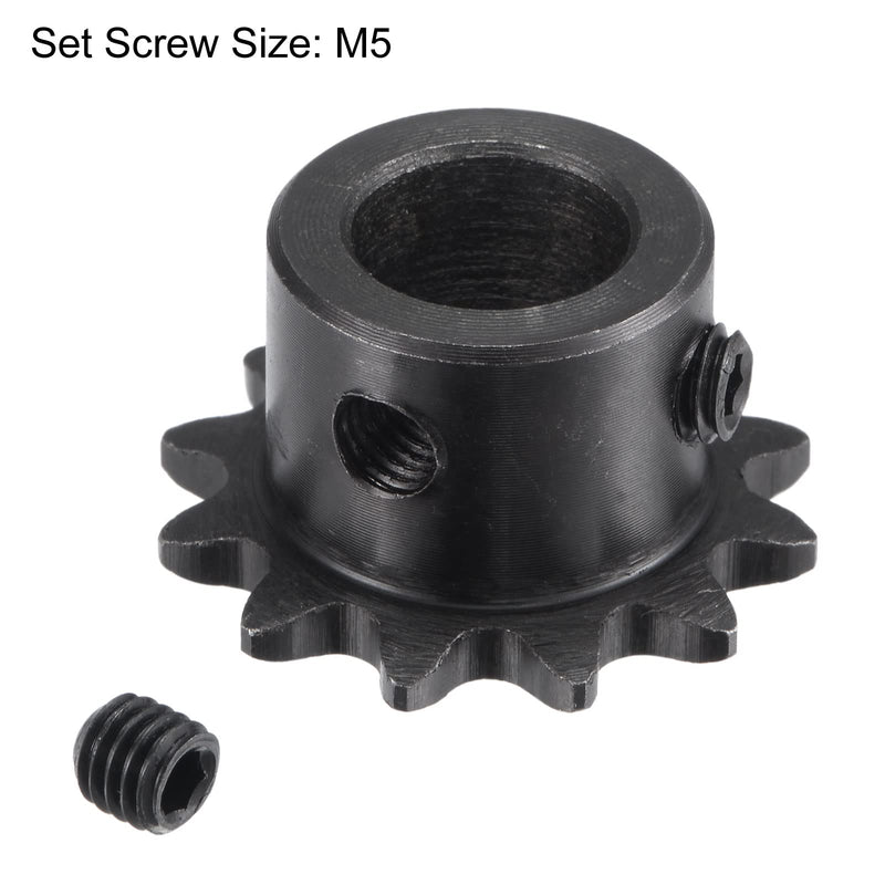 [Australia - AusPower] - uxcell 12 Tooth Roller Sprocket B Type, 25 Chain, Single Strand 1/4" Pitch, 10mm Bore Black Oxide C45 Carbon Steel with Set Screws for ISO 04C 