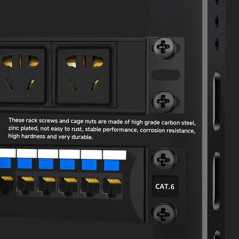 [Australia - AusPower] - Set of 50 M6x16mm Rack Mount Cage Nuts, Screws and Washers for Rack Mount Server 19x10 Cabinet,Patch Panel, Rack Mount Server Shelves, Routers, Rack Mount Screws and Square Insert Nuts 
