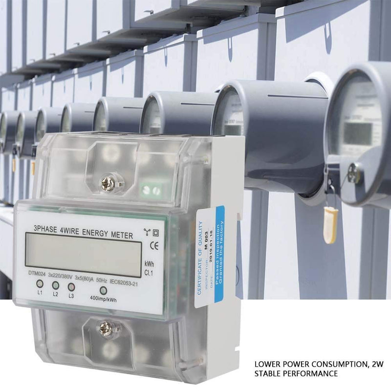 [Australia - AusPower] - Electric Energy Meter， 3 Phase 4 Wire DTM024 Digital LCD 5-80A Energy Meter DIN Rail Electricity Power Other Power Distribution and Control appliances 