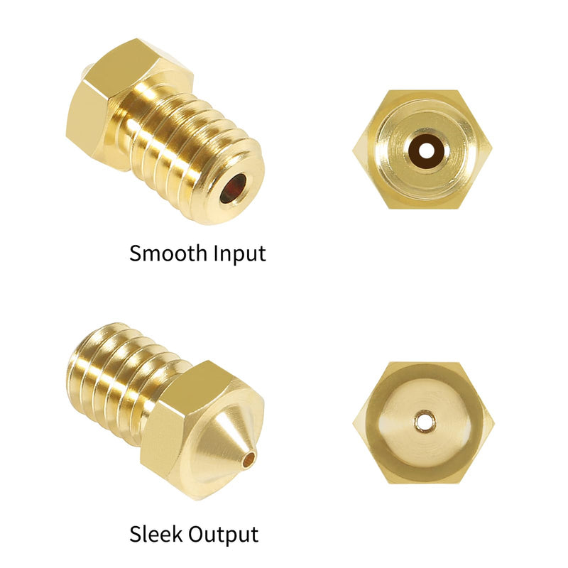 Aokin 16 Pcs Extruder Nozzles 3D Printer Brass Nozzles for E3D V5 V6 0.2mm 0.3mm 0.4mm 0.5mm 0.6mm 0.8mm 1.0mm for 1.75mm Filament 3D Printer 16Pcs mix nozzles