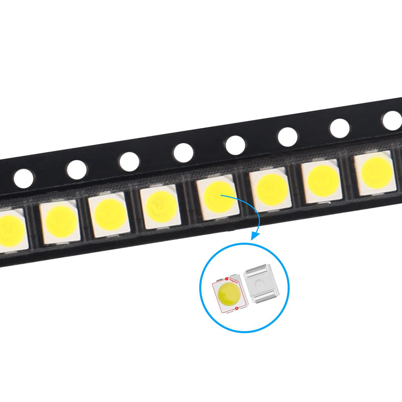 200pcs 3528(1210) White SMD LED Diode Lights Chips (3.5mmx2.8mm DC 3V 20mA 7-8LM) Super Bright Lighting Bulb Lamps Electronics Components Indicator Light Emitting Diodes 3528/1210 White