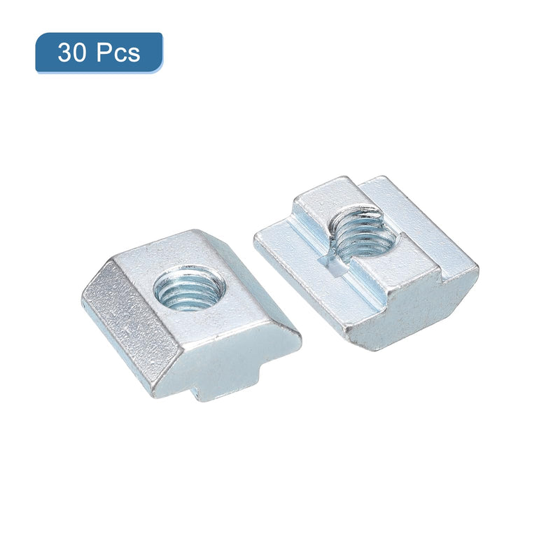 [Australia - AusPower] - uxcell T Nuts, 30pcs - Nickel Plated Carbon Steel T Slot Bolts, 4040 Series M8 Hammer Head Fastener, Sliding T Nuts for Aluminum Extrusion Profile (Silver) 