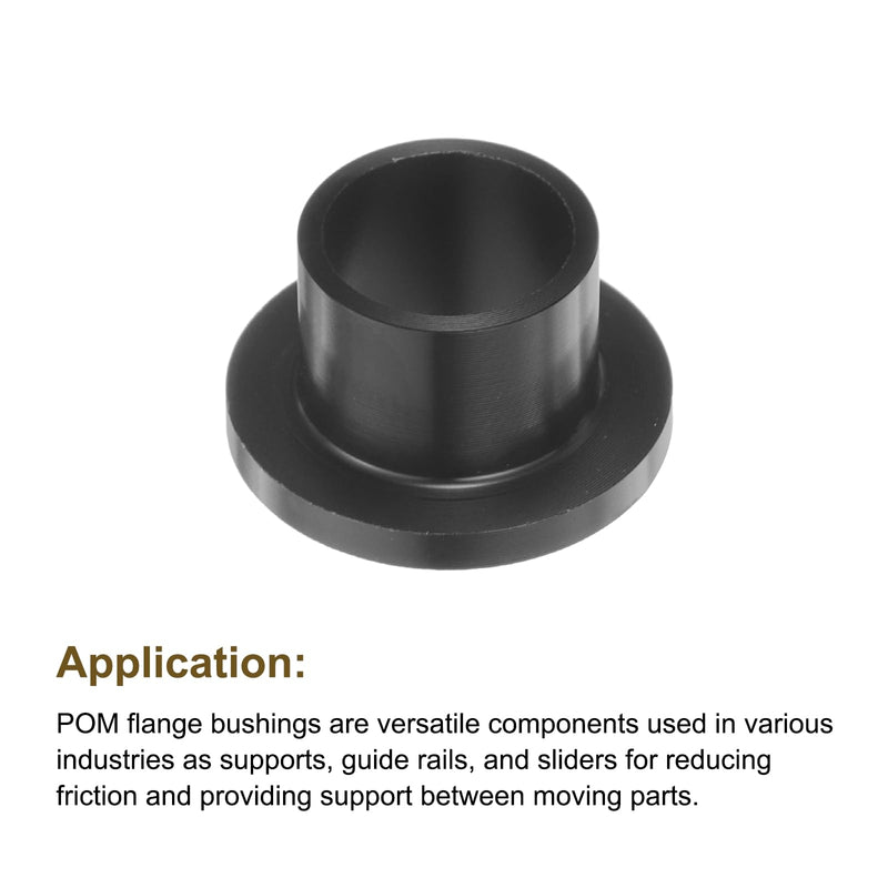 [Australia - AusPower] - 8pcs Flanged Sleeve Bearings Plastic Bushings 10mm Bore x 12mm OD x 10mm Length Black POM Bushings 