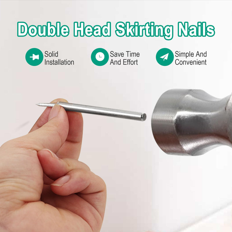 [Australia - AusPower] - 120Pcs Double-Head Skirting Thread Seamless Nail, Skirting Line without Marks Nail,Invisible Security Screws,Equipped with Nail Specific Sleeve Tool,Solid Wood Baseboard Double-Headed Nails. 120 
