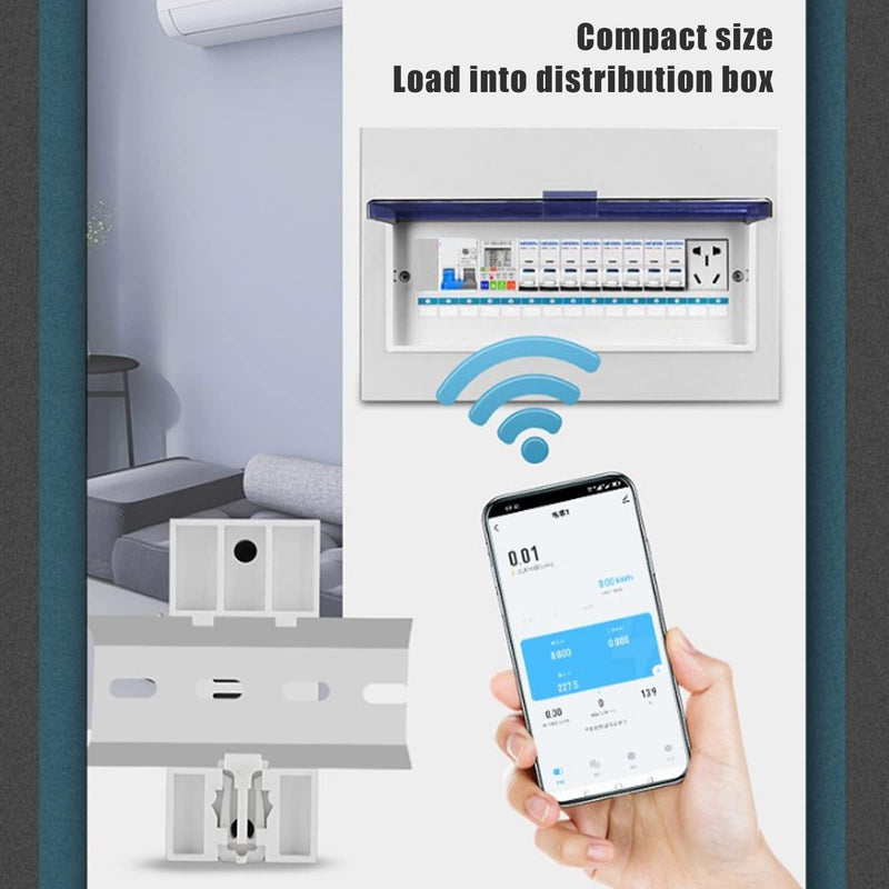 [Australia - AusPower] - Smart Power Meter Switch - Electricity Voltage Current Meter - Power Monitor Energy Meter - Smart Energy Circuit Breaker - AC85‑300V 63A 