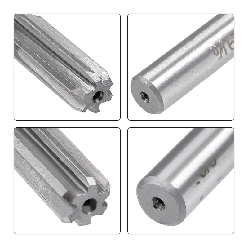 [Australia - AusPower] - uxcell 3/8" and 5/16" Chucking Reamer Set, High Speed Steel HSS Lathe Machine Reamer 6 Straight Flutes, Round Shank Milling Cutting Tool, for Metal Non-Ferrous Metal Copper 