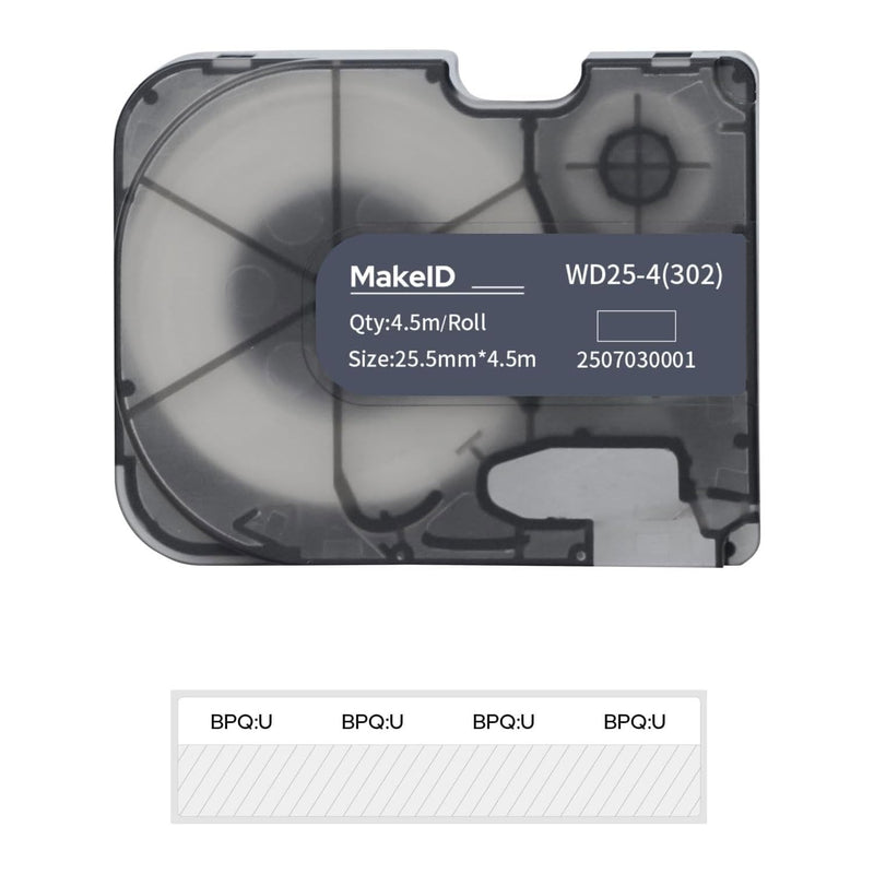 MakeID P31S&P31 Self-Laminating Wire Wrap for Electrical&Datacom Cable, Integrated PE Labels with Ribbon Cartridge for P31S&P31 Industrial Label Maker, 1" W, 14.76ft L/Roll 1"H x 14.76ft L Continuous