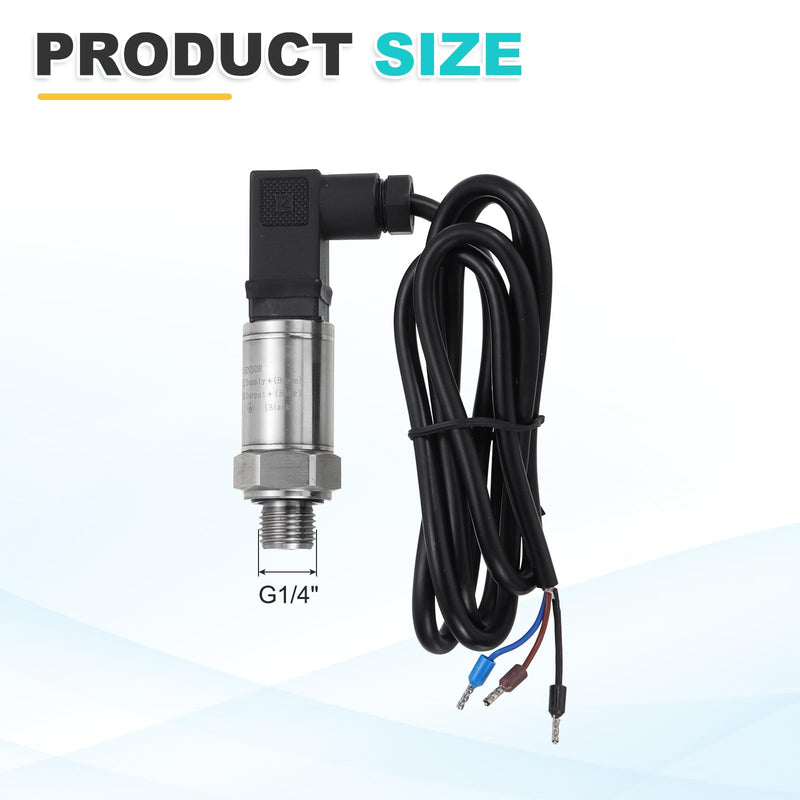 MECCANIXITY Pressure Transducer Sender Sensor with Connector, G1/4" 1MPA Stainless Steel Pressure Transmitter for Oil Fuel Water Air