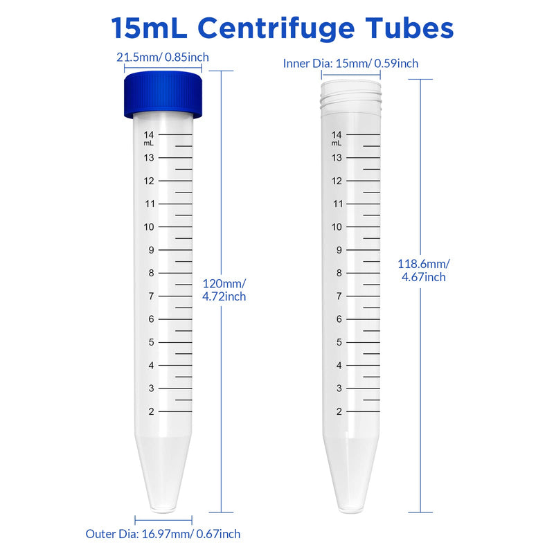 [Australia - AusPower] - SimPure Centrifuge Tubes 15mL, Conical Tubes Sterile 50 PCS, Polypropylene, Leak-Proof Screw Caps, Plastic Container with Graduated and Write Marks, Non-pyrogenic, DNase/RNase Free, Human DNA-Free 15mL-50Pcs 