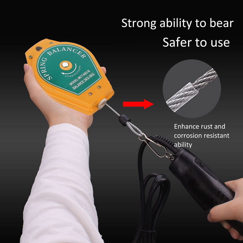 [Australia - AusPower] - Spring Pull, 3 to 5 kg, Carrying Retractable Tool Holder for Hanging with Fittings, Retractable Spring Hoist, Adjustable Tension, Maintenance Kits, Air Tool Parts Accessories 