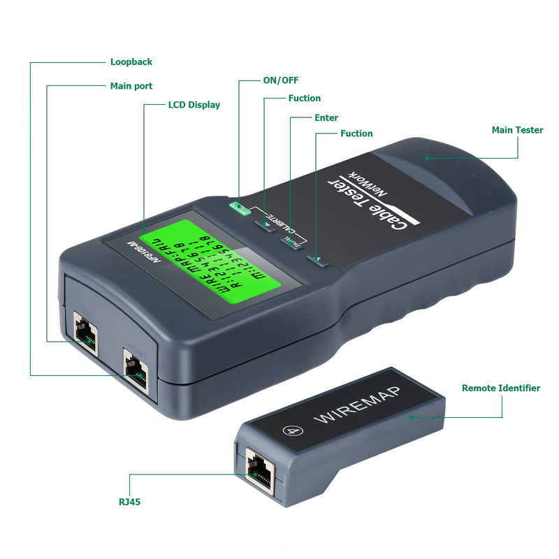 [Australia - AusPower] - RJ45 Network Cable Tester, VXSCAN 8 Remote Units Network LAN Length Ethernet Cable Tester Kits for Cat5/CAT5e/CAT6/CAT6e - Locate The Breakage Point Length Measurement & Continuity Checking AT239 