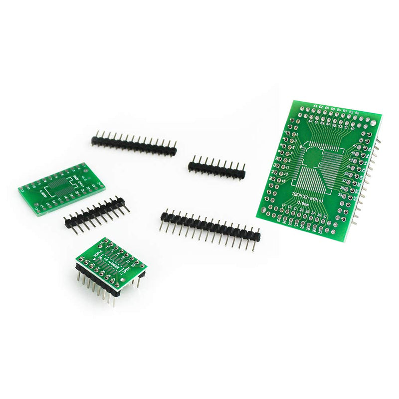 [Australia - AusPower] - KeeYees 12 Types SMD to DIP Adapter PCB Proto Board Kit SOP8 SOP10 SOP14 SOP16 SOP20 SOP24 SOP28 0402/0603/0805 SMT SOT89/SOT223 TQFP100 QFN32 QFN44/48 with 40pcs 2.54mm Pin Header 