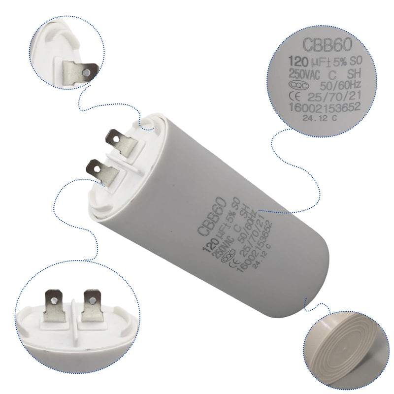 [Australia - AusPower] - 120uF 120MFD 250VAC CBB60 Motor Running Capacitor Compatible with Ryobi Electric Pressure Washer Ry142300 120MFD 120 uF MFD 250V AC 250 VAC. 