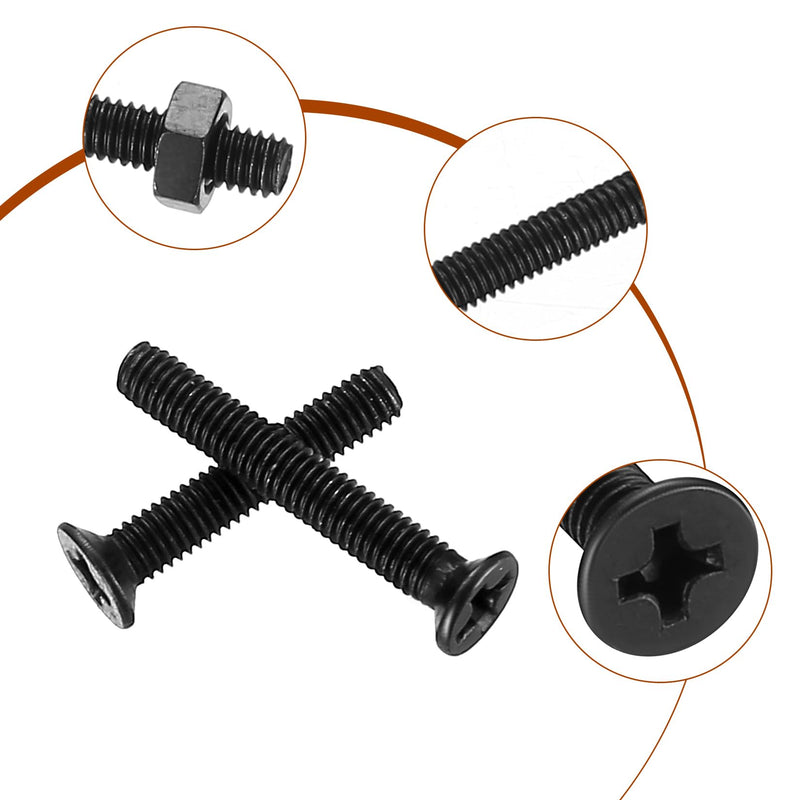 [Australia - AusPower] - Countersunk Head Phillips Screws and Hex Nuts Assortment Kit, 780 Pcs Flat Head Machine Screws Bolts and Nuts Set, M3 x 4mm/6mm/8mm/10mm/12mm/16mm/20mm, Black (A) M3-780 