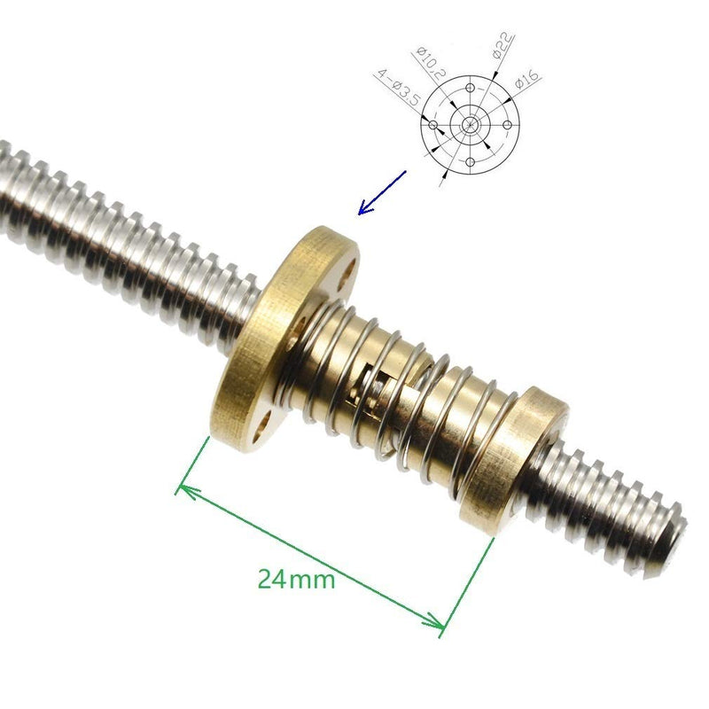 2pcs T8 Tr8x4 Anti Backlash Spring Loaded Nut Elimination Gap for 4mm Lead Acme Threaded T8x4 Lead Screw (2mm Pitch, 2 Start, 4mm Lead) Anti Backlash Nut(2pcs)