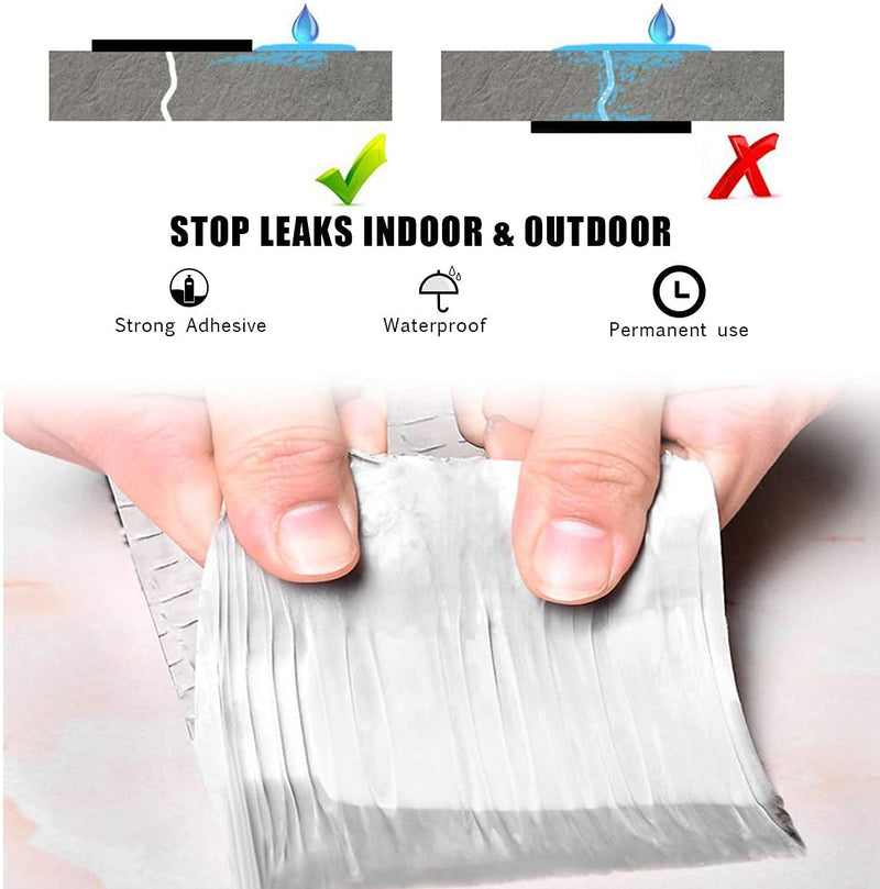 2012 Butyl Tape Waterproof Aluminum Butyl Rubber Tape 2" W X 16.4'L, Outdoor Hatch Cover Flashing Permanent Waterproof Leak Proof Repair Tape for Pipe/Metal/RV Awning/Roof Leak/Window Seal/Boat