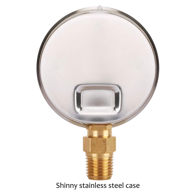 [Australia - AusPower] - MEASUREMAN Lead-Free Glycerin Filled Pressure Gauge, 0-160psi, RV Regulator Replacement Pressure Gauge, 2" x 1/4"NPT Lower, Stainless Steel Case, Brass Inside, 0-160 psi?RV? Lower Mount Single Scale 