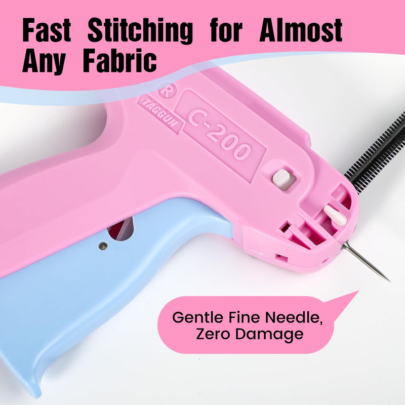 Stitch Gun for Clothes, Quick Clothing Fixer, Tagging, Sewing Kit Includes 5 Needle, 1000 Black Fasteners & 1000 White Fasteners（Pink-Blue） PINK BLUE