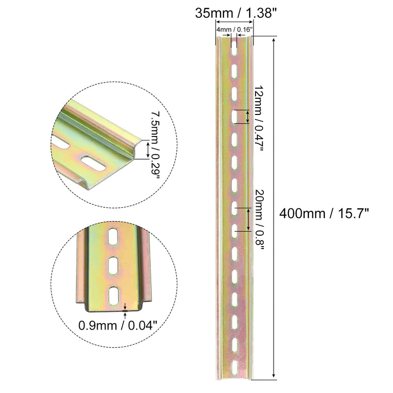 [Australia - AusPower] - MECCANIXITY 2 Pcs DIN Rail Slotted Iron Mounting Guide 16" Long 35mm Wide 7.5mm High Bronze Tone 400mmx35mmx7.5mm 