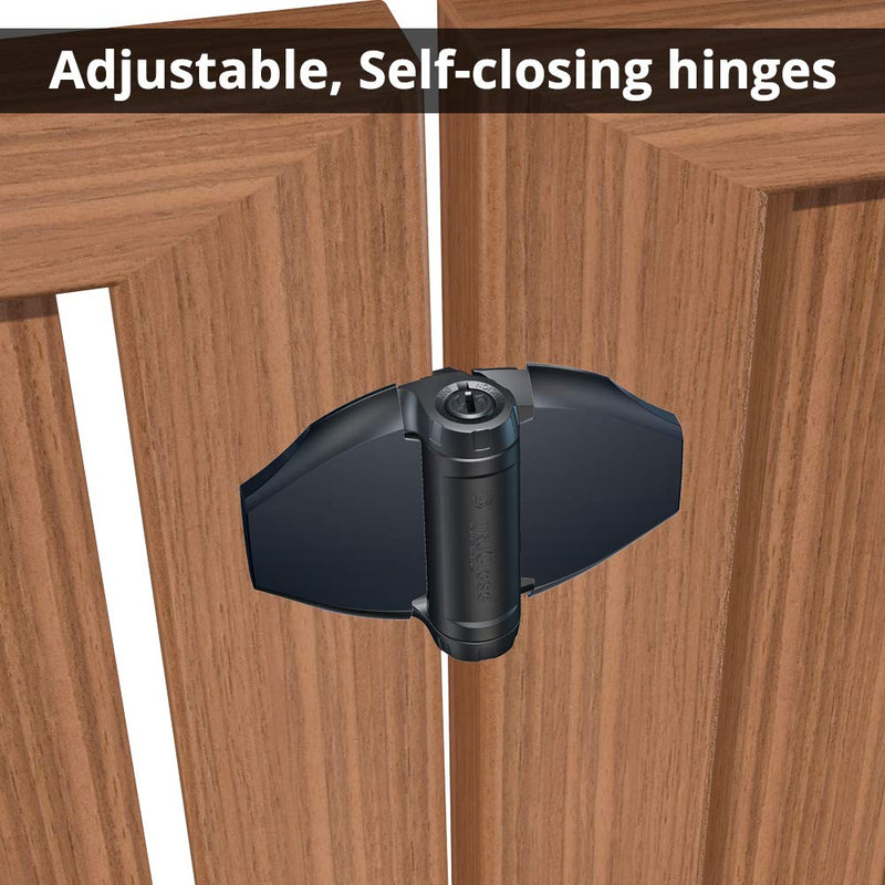 D&D Technologies TCHD2S3BTS TruClose Heavy Duty Gate Hinges, for Self Closing Wood or Vinyl Gates up to 154 Pounds, with No Alignment Legs, for Square Gate Frame and Post, Black, 2 Count Adjustable gate gap: 3/8”–7/8” gate frame to post