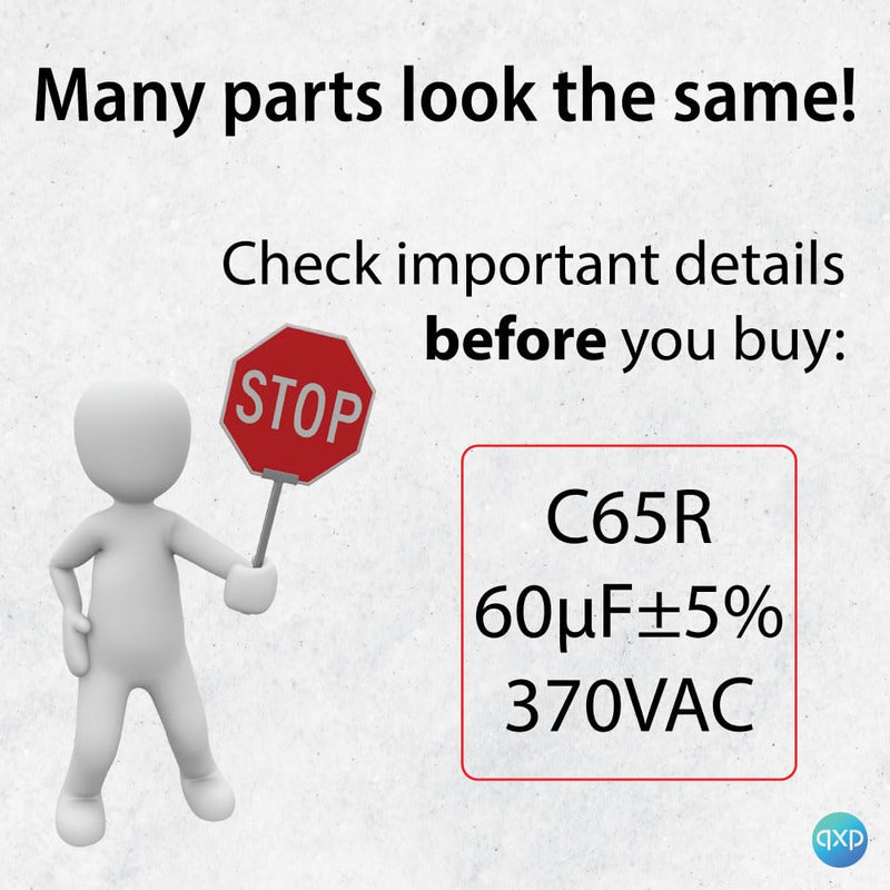 [Australia - AusPower] - C65R Capacitor 60 uF ±5% 370VAC 60 MFD 50/60 Hz Compatible with Coleman 1499-576 Motor Round Run for Air Conditioners, Dehumidifiers, Washers, Dishwashers C22.2NO.190 E237947 14995761 