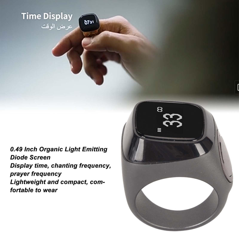 Smart Bluetooth Finger Counter, Smart Muslim Electronic Counter, Rechargeable Step Counting APP Support 0.49in Screen 20MM