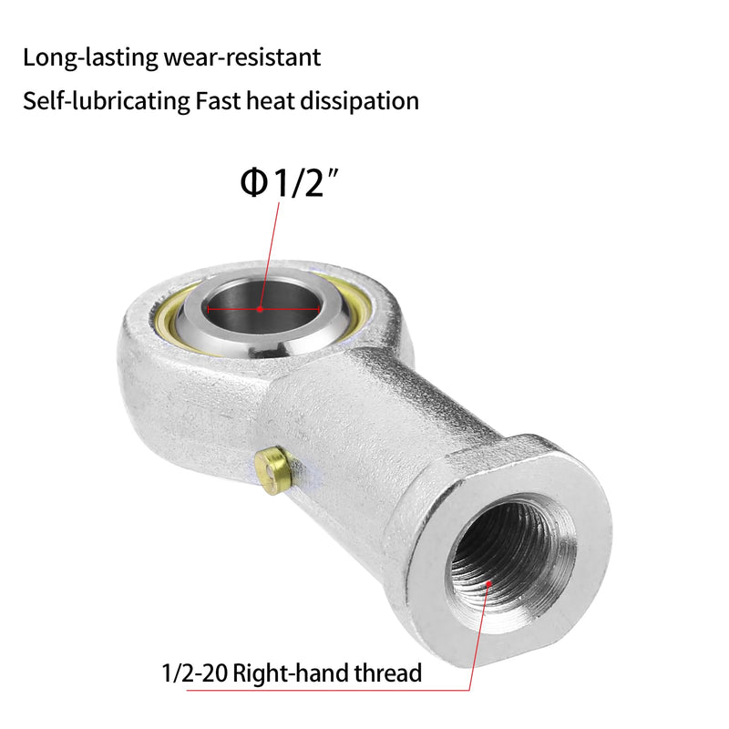 [Australia - AusPower] - 2pcs Rod end Bearing 1/2 inch bore Pre-Lubricated 1/2-20 Female Thread Right Hand Heim Joint with Jam Nuts 