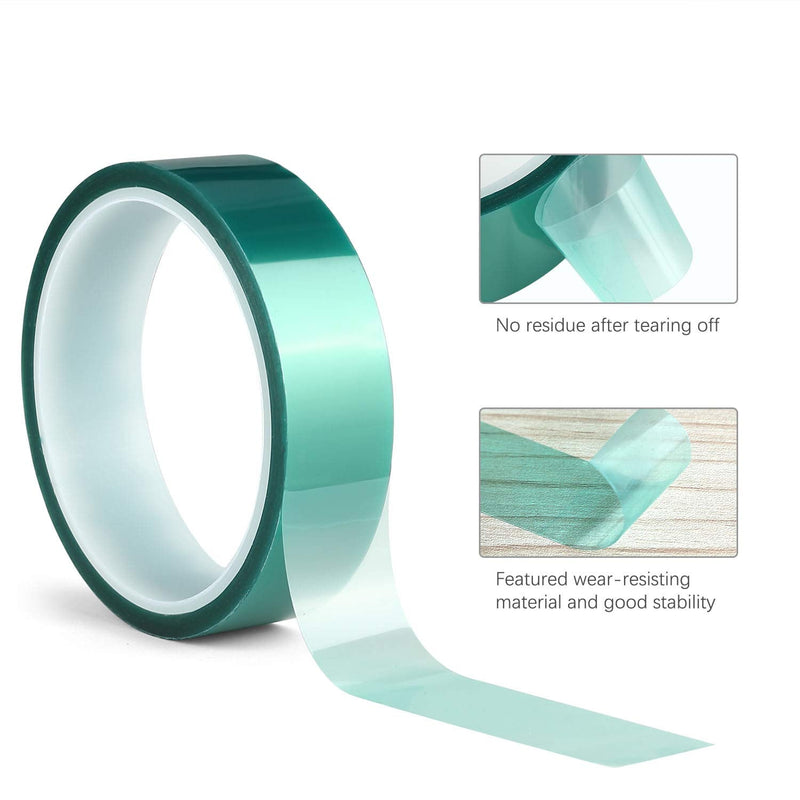iVict 2 Roll Polyester High Temperature Masking Tape,PET Tape with Silicone Adhesive,Ideal for Painting,Powder Coating,Anodizing,Circuit Boards(Green,2 inches X 82 Feet 2 Roll X 2 inches