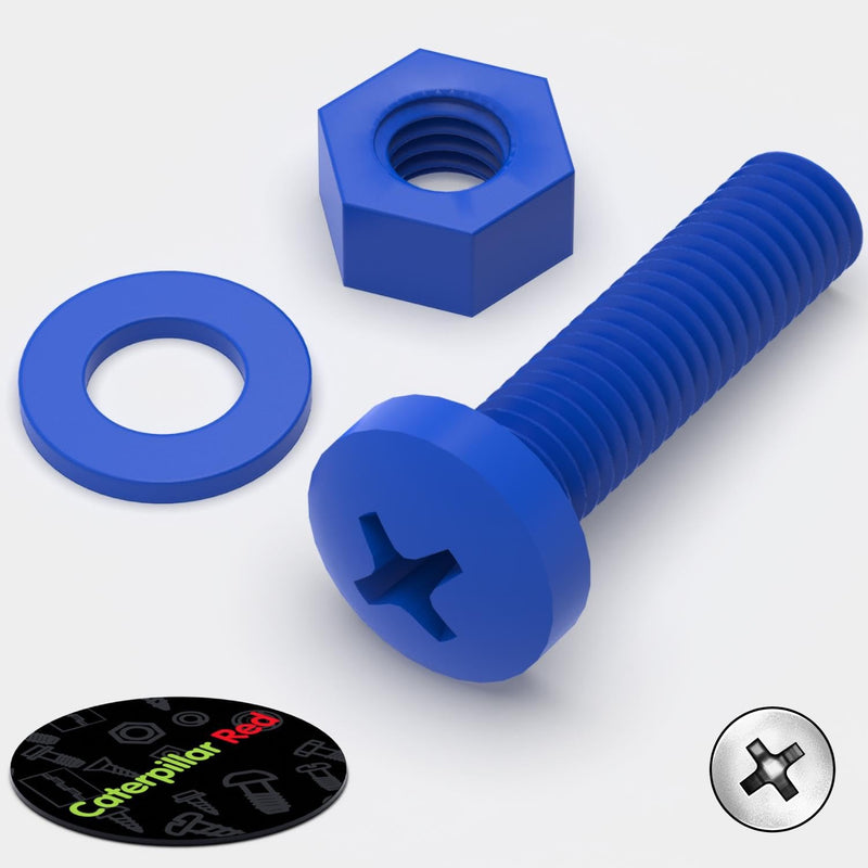 [Australia - AusPower] - 20 x Blue Pan Head Screws Polypropylene (PP) Plastic Nuts and Bolts, M5 x 20mm, Washers, (13/64 x 25/32 in) 