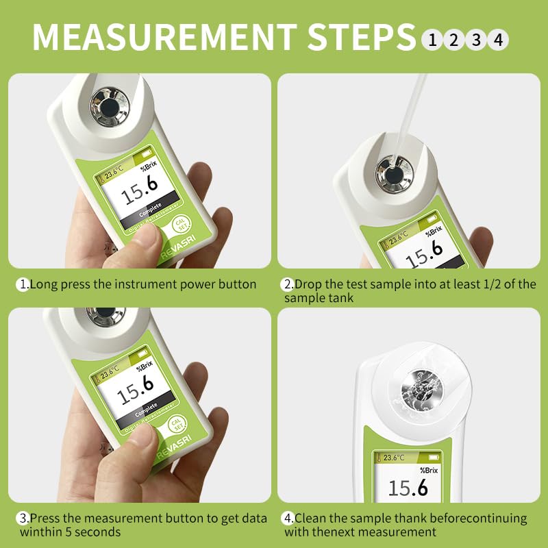 [Australia - AusPower] - Digital Brix Refractometer, 0–55% ATC Sugar Content Meter, ±0.2% Precision, Handheld Tester for Fruit, Juice 