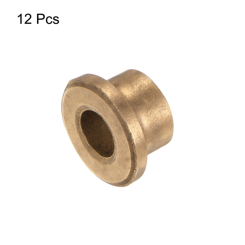 [Australia - AusPower] - uxcell 12pcs Flange Sleeve (Plain) Bearings 6mm Bore x 10mm OD x 8mm Length, Self-Lubricating Sintered Bronze Bushings 
