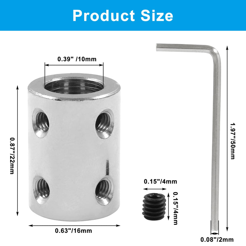 [Australia - AusPower] - 2 Pcs Bore Rigid Coupling Set 10mm to 10mm Shaft Coupler Connector Stainless Steel Coupler Rigid Couplings for 3D Printers Motor Accessories 2 