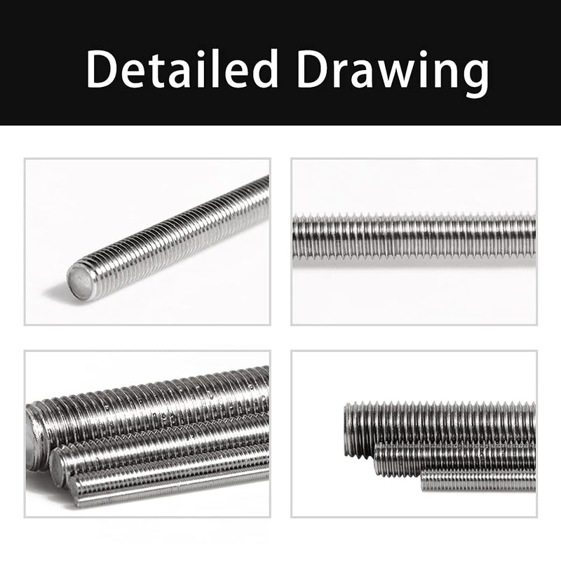 Feelers 304 Stainless Steel M6-1.0 Fully All Threaded Rod, Long Threaded Screw, Right Hand Threads, 250mm Length?Pack of 2? M6x250mm?2Pcs)