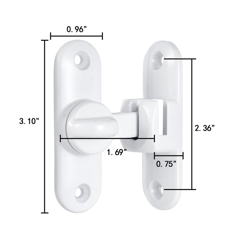 INIRET 10 Packs White Barn Door Latches,90/180 Degree Gate Lock,Flip Gate Latches Hardware,Zinc Alloy Right Angle Door Lock Latch,Door Security Sliding Door Latch Lock for Cabinets,Bathroom