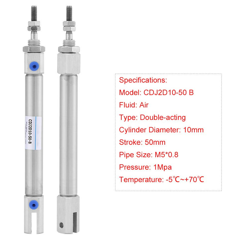 1pc Pneumatic Cylinder Double Acting Stroke 50mm / 2inch Compact Mini Stainless Steel Air Cylinder 1Mpa