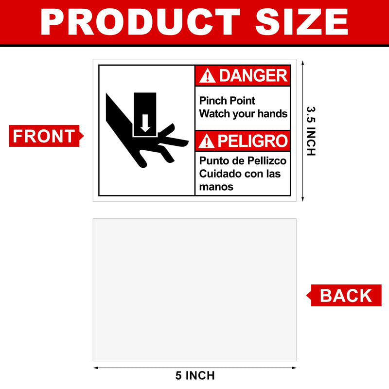 20 Pcs DANGER Pinch Point Watch Your Hands ANSI Bilingual Safety Label Decal - 5'' x 3.5'' Vinyl ANSI Safety Warning Sign Stickers for Indoor Outdoor Machinery Workplace(Danger) 20