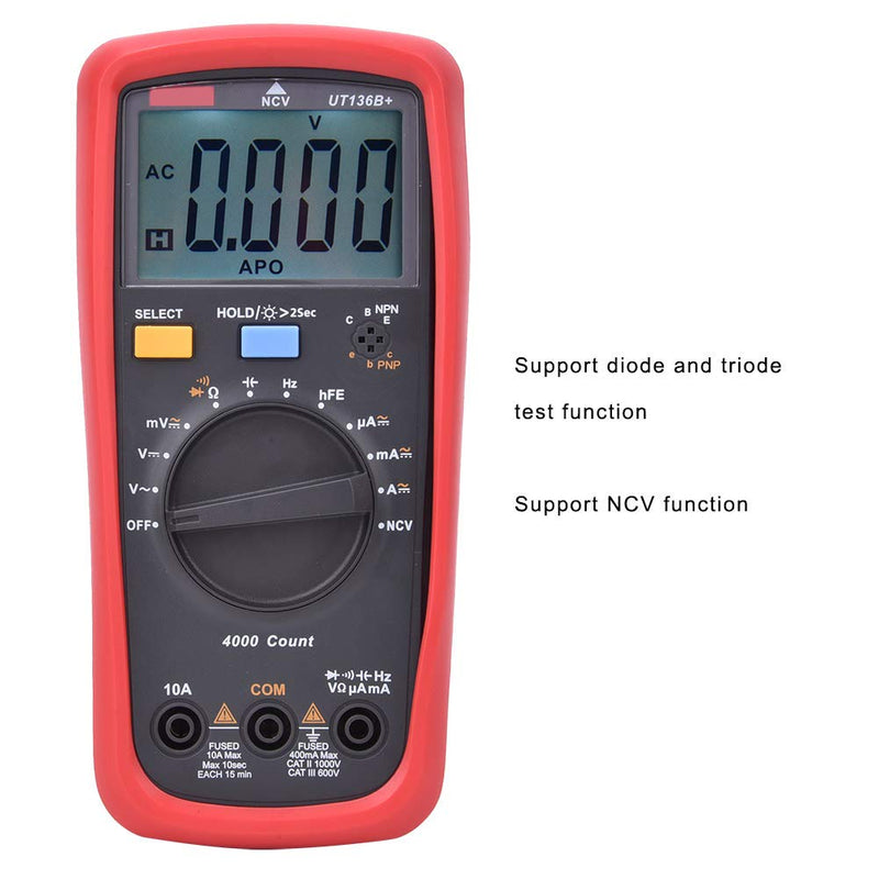 [Australia - AusPower] - Multimeter Portable Automatic Range Digital Multimeter Capacitance Resistance Tester Handheld Multimeter 