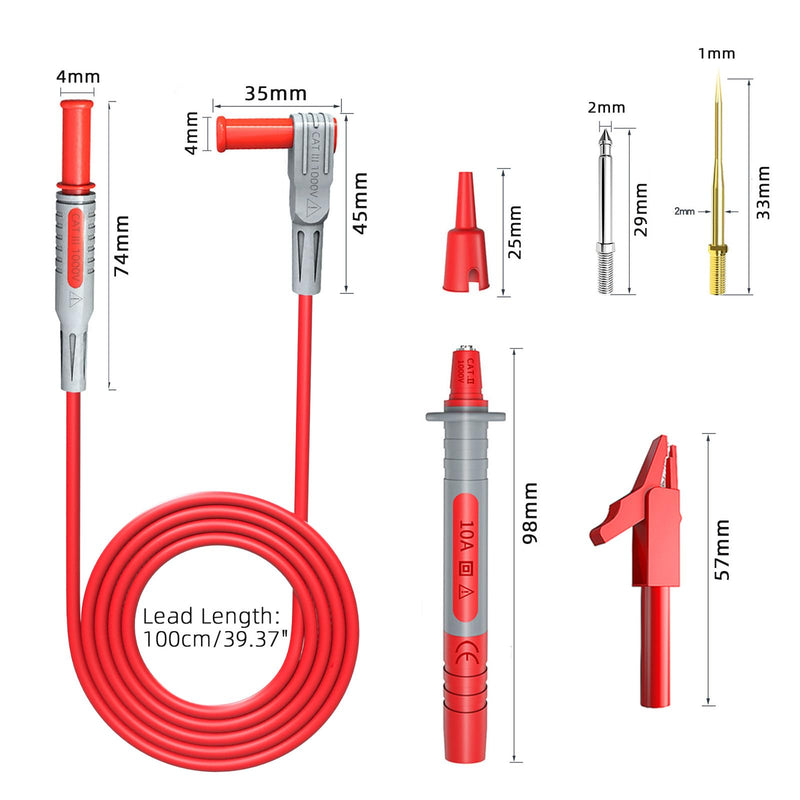 [Australia - AusPower] - Cleqee Multimeter Test Leads Kit 4 mm Banana Plug Cable Test Probe with 8 Pieces Interchangeable Precision Sharp Test Probes Crocodile Clips for Multimeter Electrical Testing Style C 