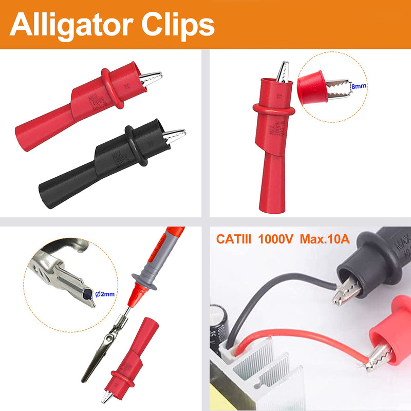 [Australia - AusPower] - Makeronics 12-in-1 Multimeter Test Lead Kit with with Magnet Hanger Kit and Soft Case for Electronic Specialties Automotive Multimeter Voltmeter Clamp Meter | 4 PCS Non-Destructive Back Probes 