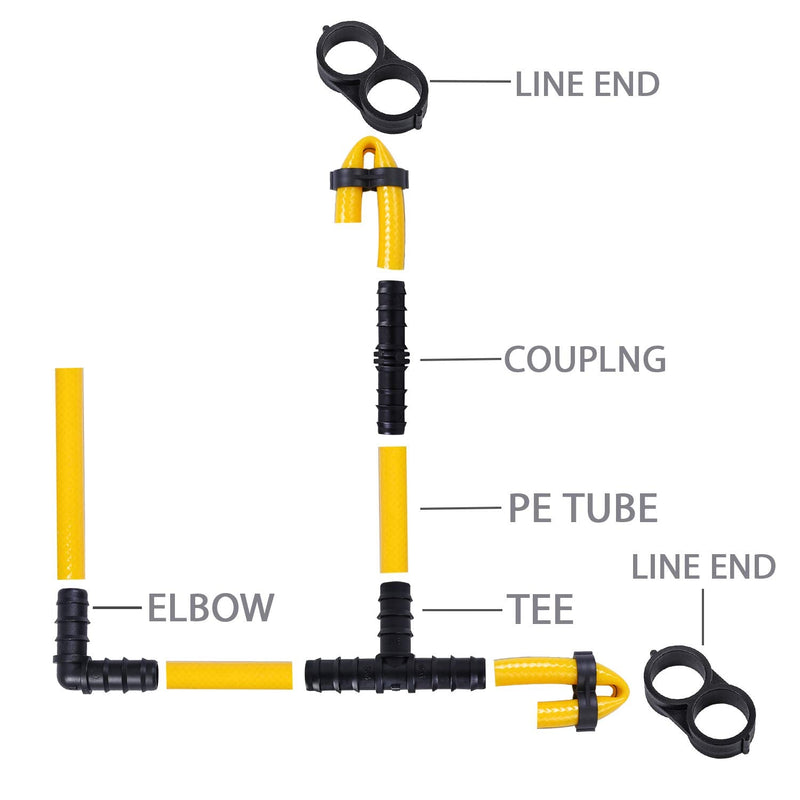 [Australia - AusPower] - URATOT 40 Pieces Drip Irrigation Fittings Kit 1/2" Tubing Set, 10 Tees, 10 Couplings, 10 Elbows and 10 End Cap Plugs Drip Irrigation Barbed Connectors for Drip Sprinkler Systems 