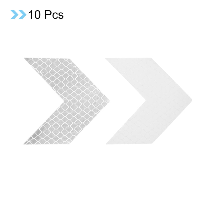 PATIKIL Reflective Stickers, 10 Pack 2.36 x 2.36 Inch Waterproof Adhesive High Visibility Night Caution Warning Arrow Shape Safety Tape Reflector for Trucks Trailers Cars, White