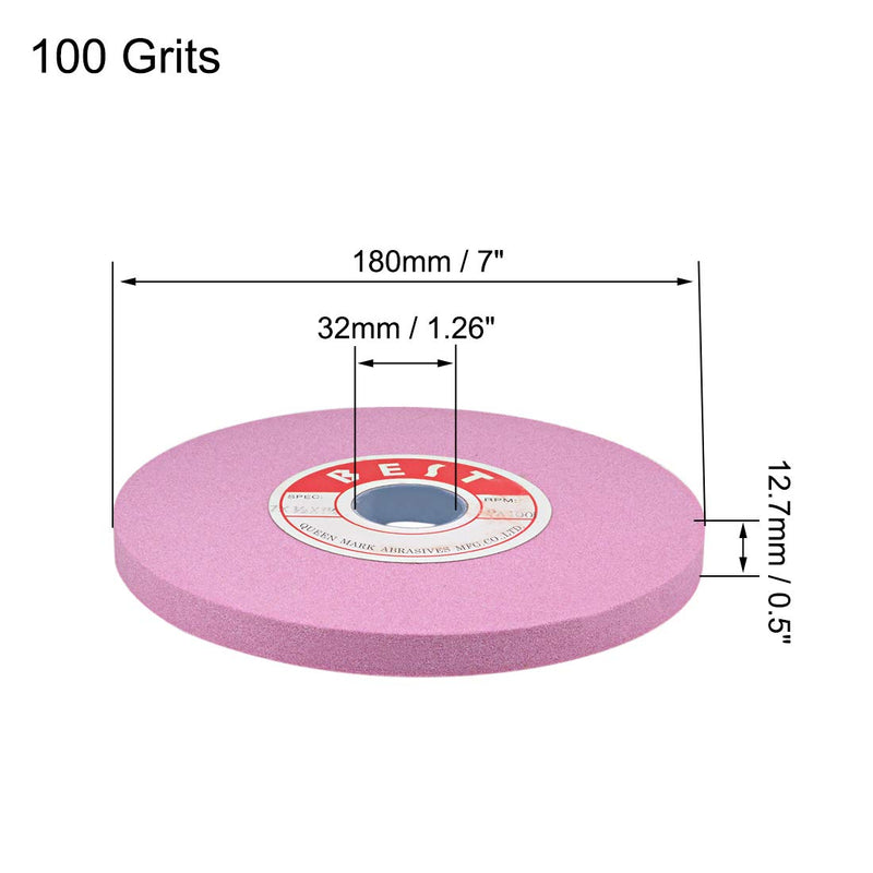 [Australia - AusPower] - uxcell 7-Inch Bench Grinding Wheels Pink Aluminum Oxide PA 100 Grit for Surface Grinding 