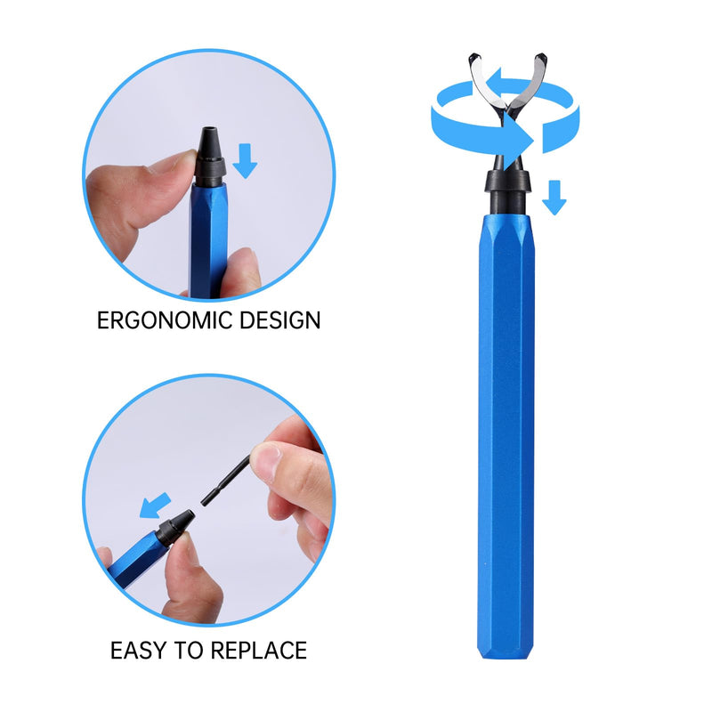 [Australia - AusPower] - 2 Pcs Deburring Tool +10 Pcs BS1010 High Speed Steel Blades for Metal Resin PVC Pipes Copper Plastic 3D Printed Edges, Plumbing 3D Printing Burr Removal Reamer Tool, Silvery& Blue 