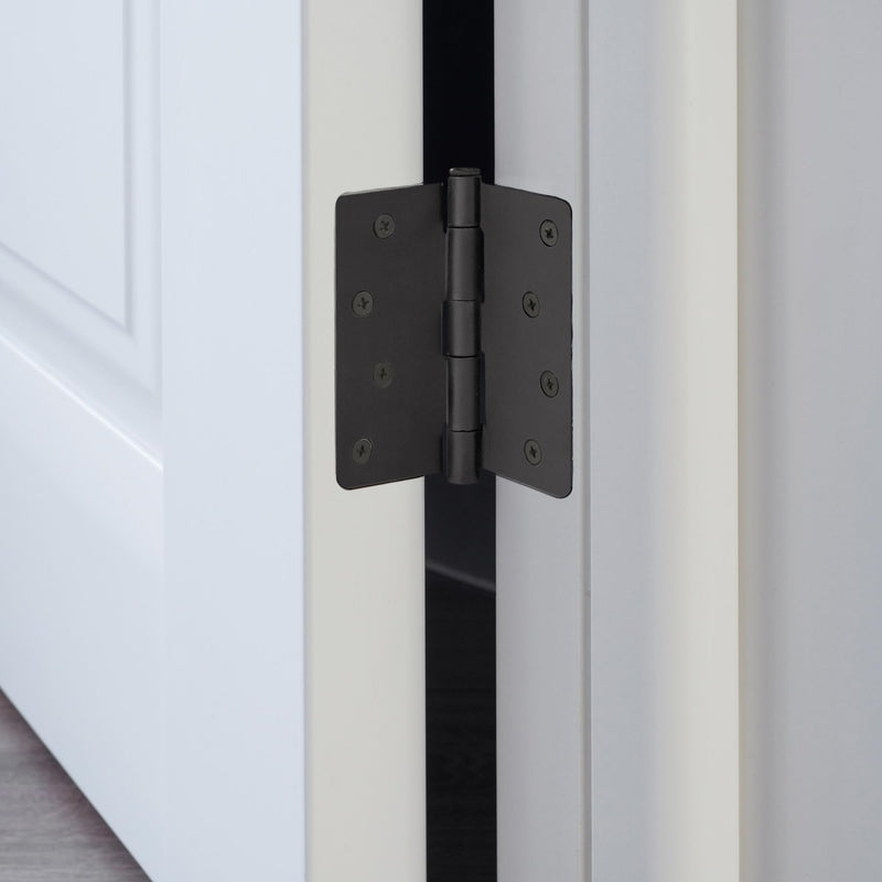 [Australia - AusPower] - Door Hinges for Interior Doors 3-Pack 4-inch x 4-inch, Design House 1/4-inch Radius Steel Door Hinge Door Hardware, Matte Black, 188946 