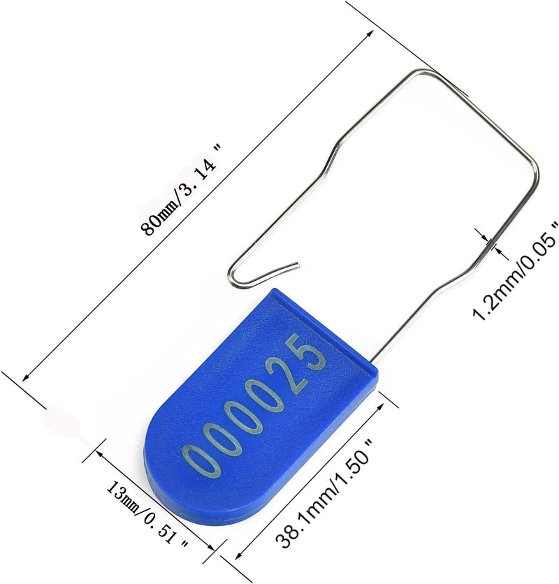 Plastic Padlocks Security Seals Tags Water/Electricity Metal Wire Seal Locking Disposable Anti-Tamper Lock Tag with Numbered(200pcs,Blue) Blue 200pcs