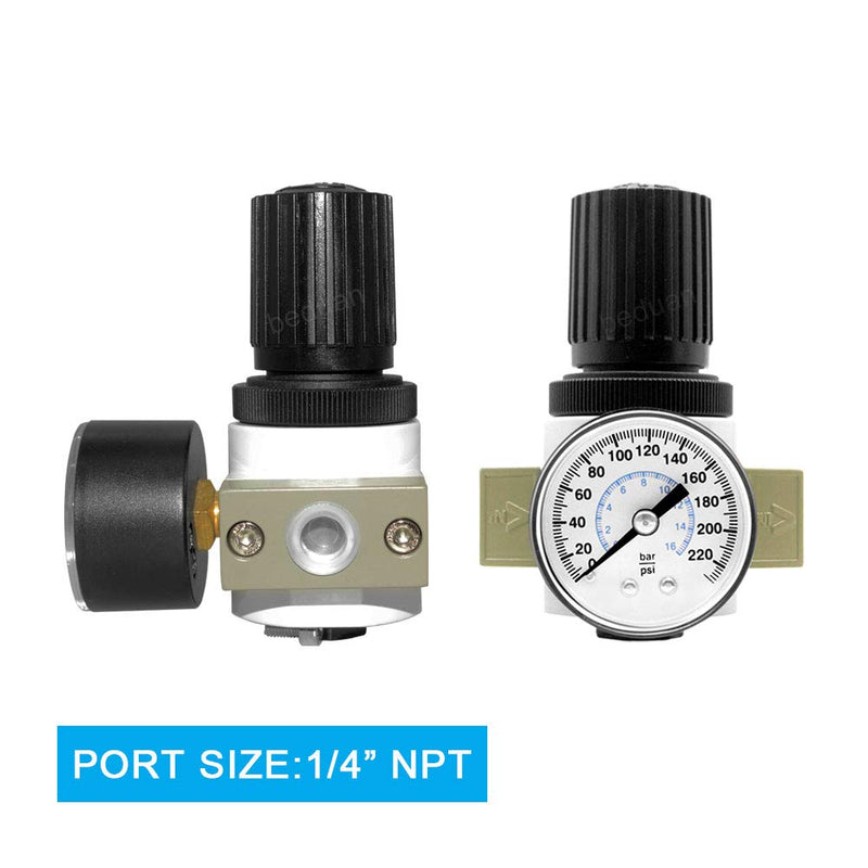 [Australia - AusPower] - Beduan 1/4"NPT Air Pressure Regulator for Compressed Air System with Gauge,Bracket OR-02 1/4"NPT(Psi dial) 